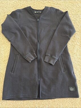 Helly Hansen Lillo Long Chevron Hip-Length Full-zip Slate Cardigan Sweater, L